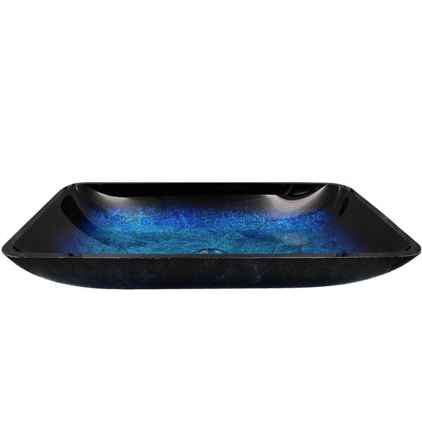 Novatto FRESCA Blue and Black Glass Vessel Bath Sink NOHP-G19034 - main